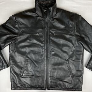 Zero 100% Genuine Leather Motorcycle Biker Jacket Men’s XXL Black Grey Urban